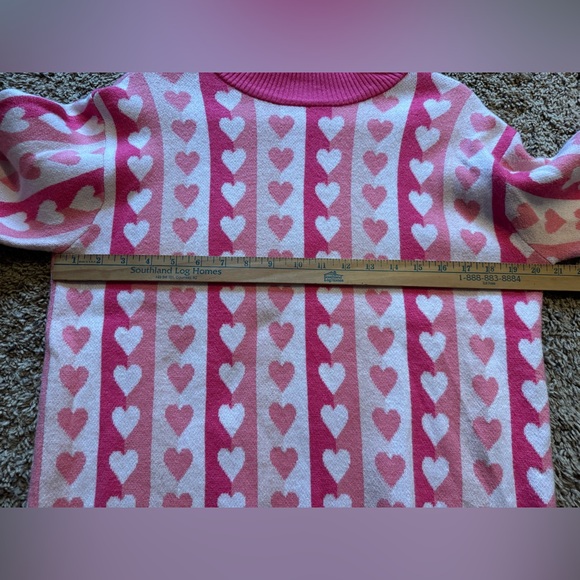 Chérie Colette Pink Heart Sweater Mock Neck Pullover Size L - Picture 4 of 6